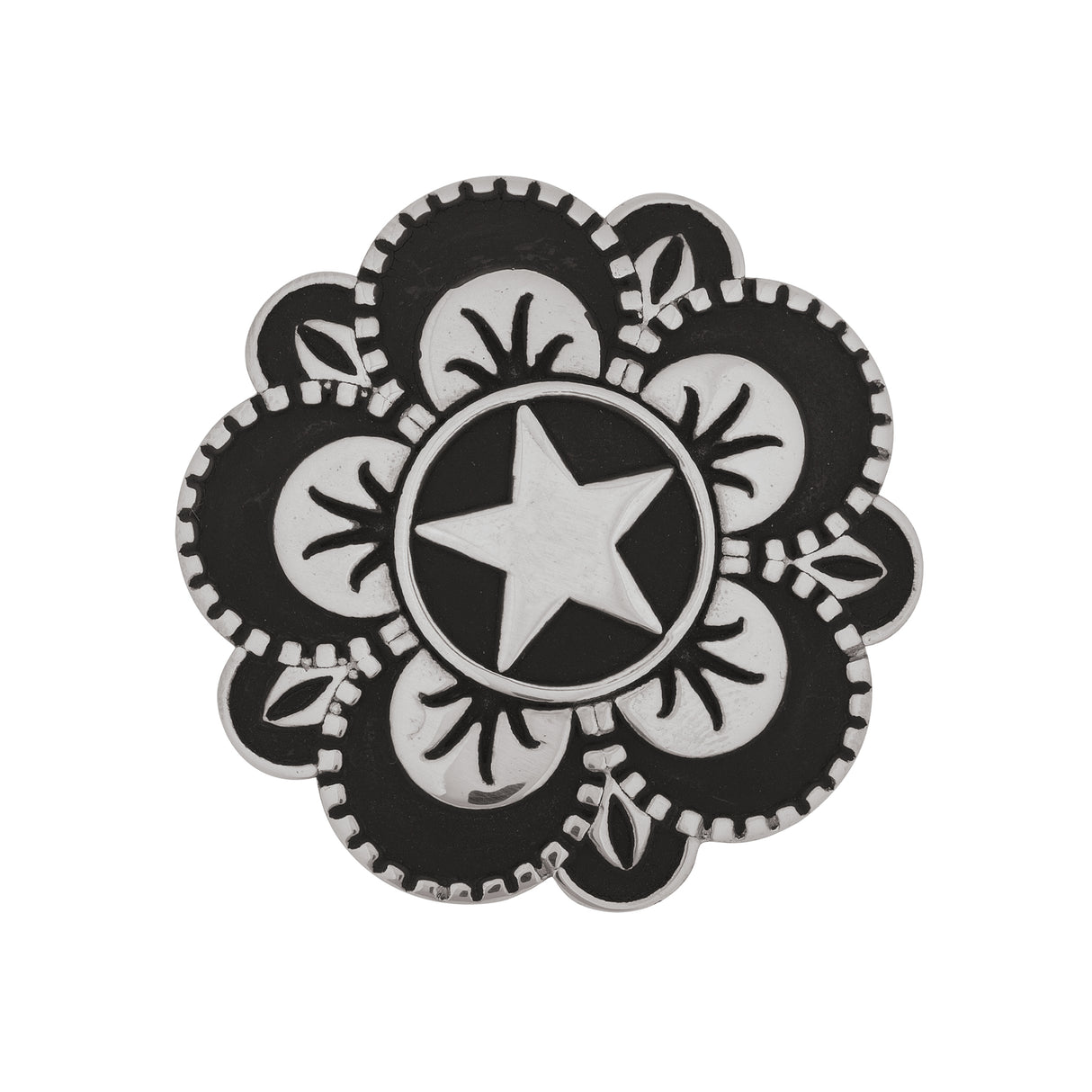 Jeremiah Watt Floral Star Concho, 1-1/2" with loop