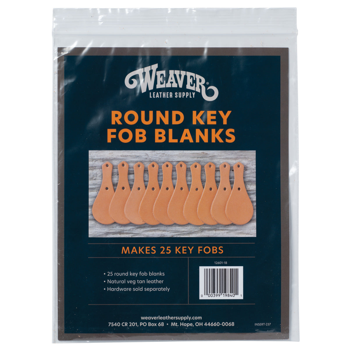 Round Key Fob Leather Pieces, 25 pk