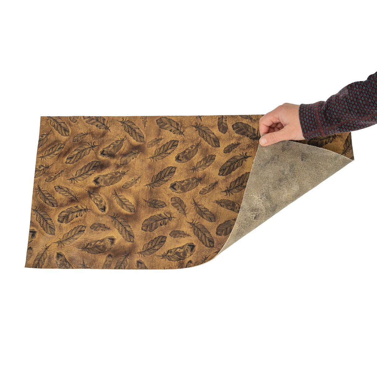 Embossed Leather, 2/3 oz., Mini Plumas Brown