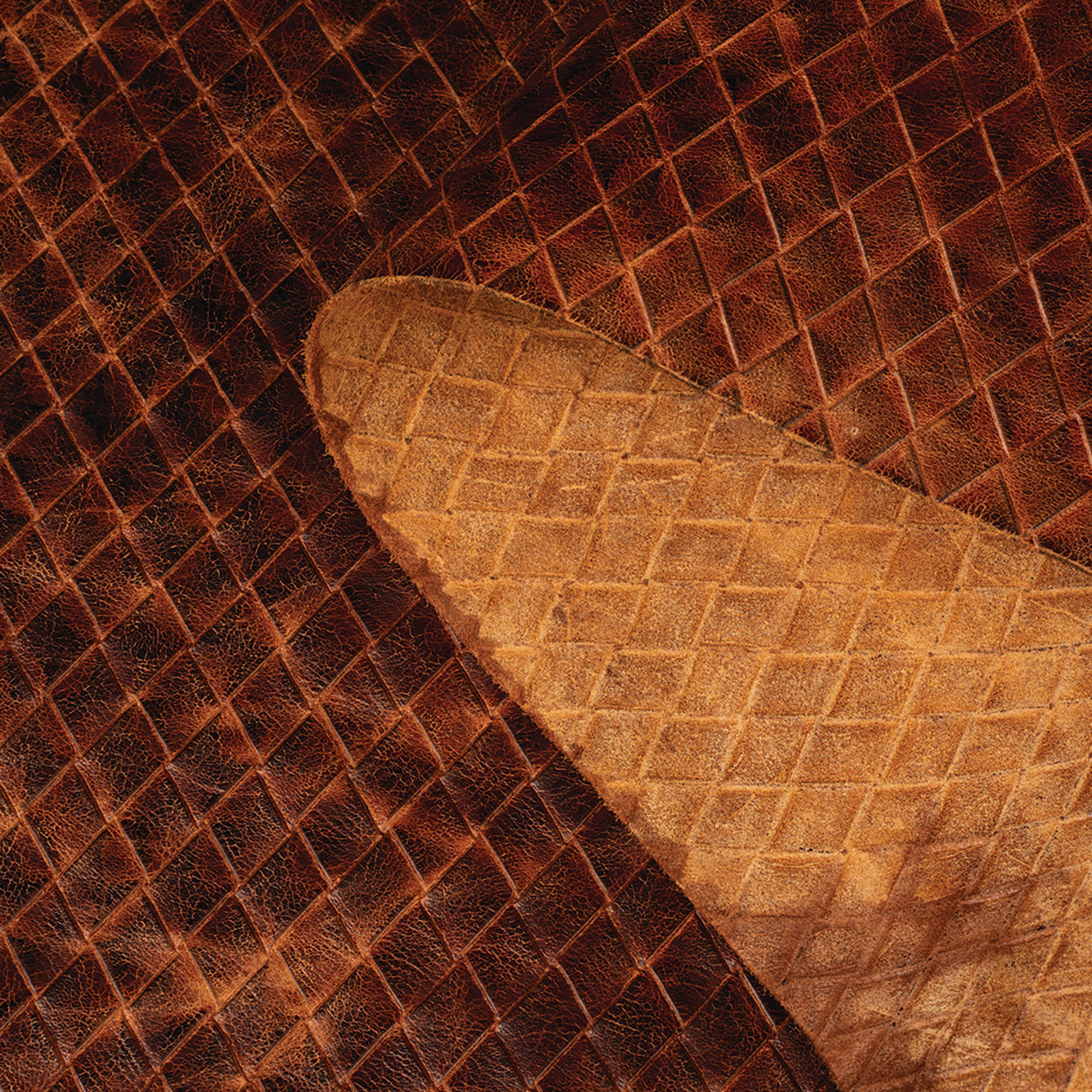 Embossed Leather, 2-3 oz., Woven Cognac