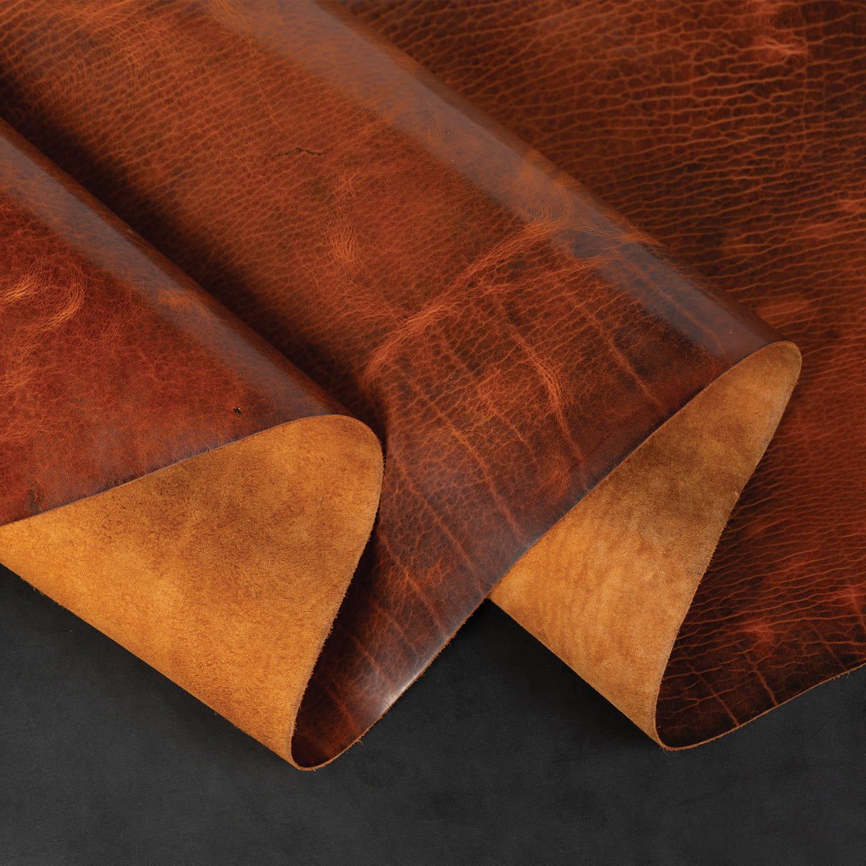 Sample, Burnt Chiptan American Bison Leather