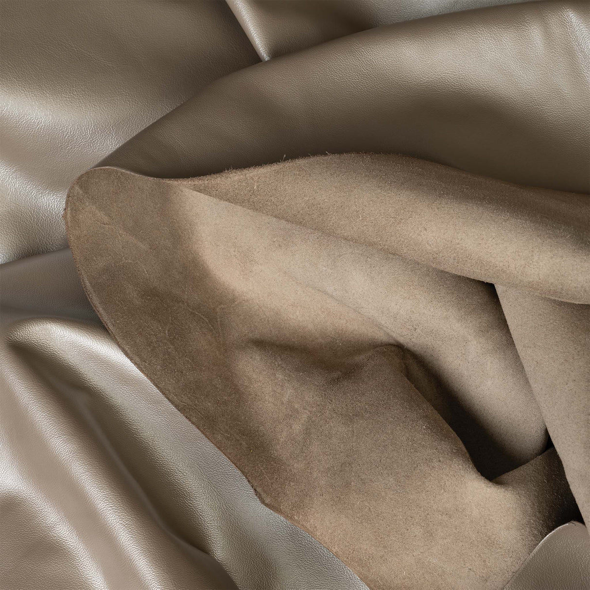Modern Leather for Upholstery, Gray Shimmer, Fold