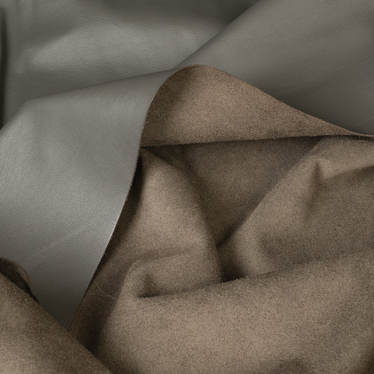 Modern Leather for Upholstery, Dark Ash, Fold