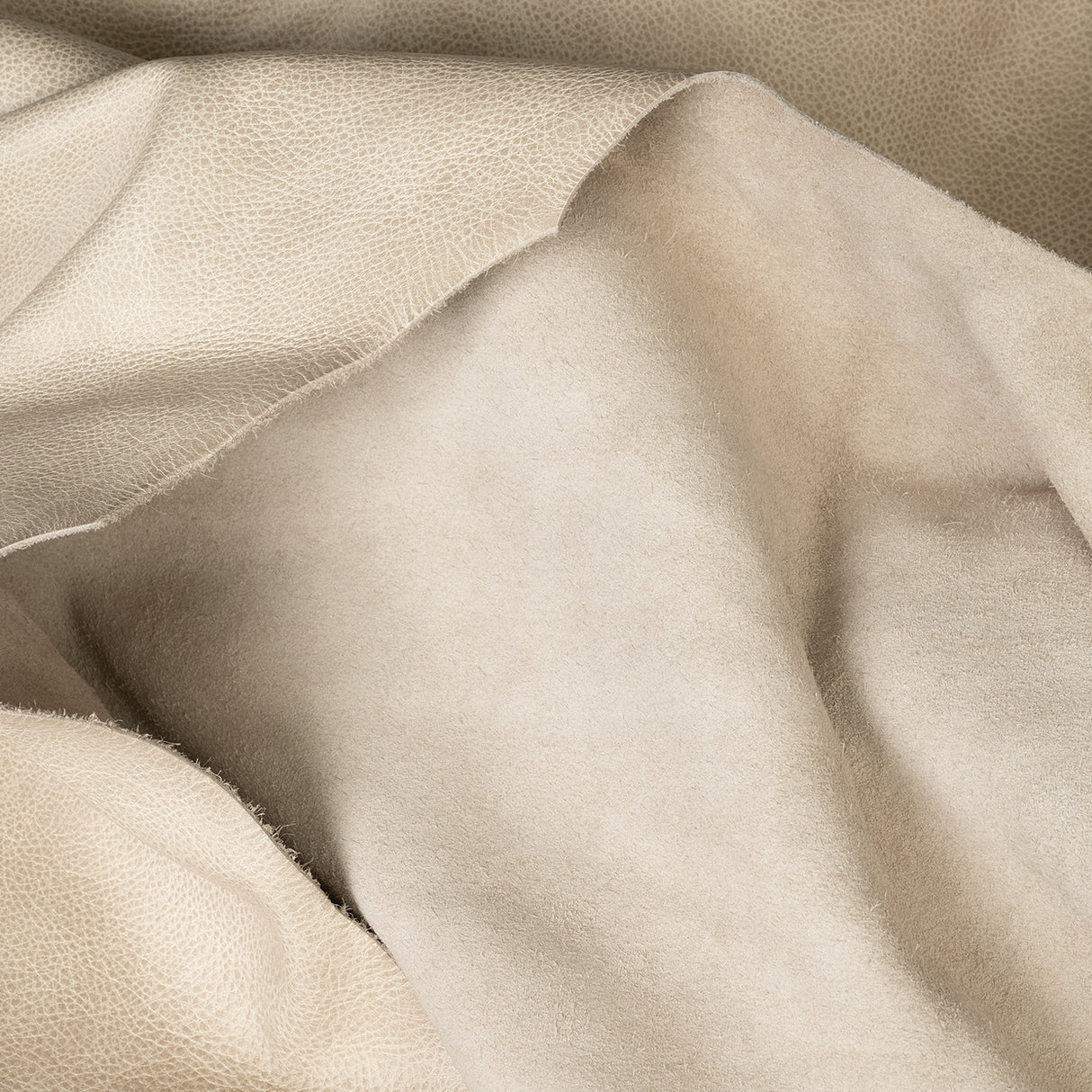 Distressed Leather for Upholstery, Rock Salt, Fold