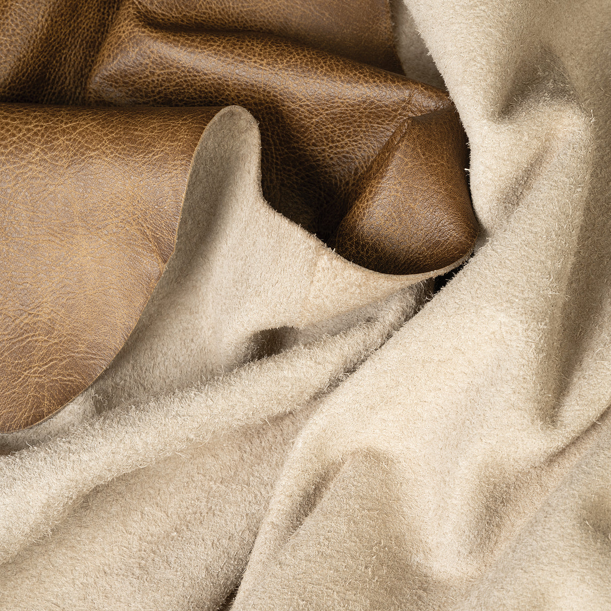 Distressed Leather for Upholstery, Spice, Fold