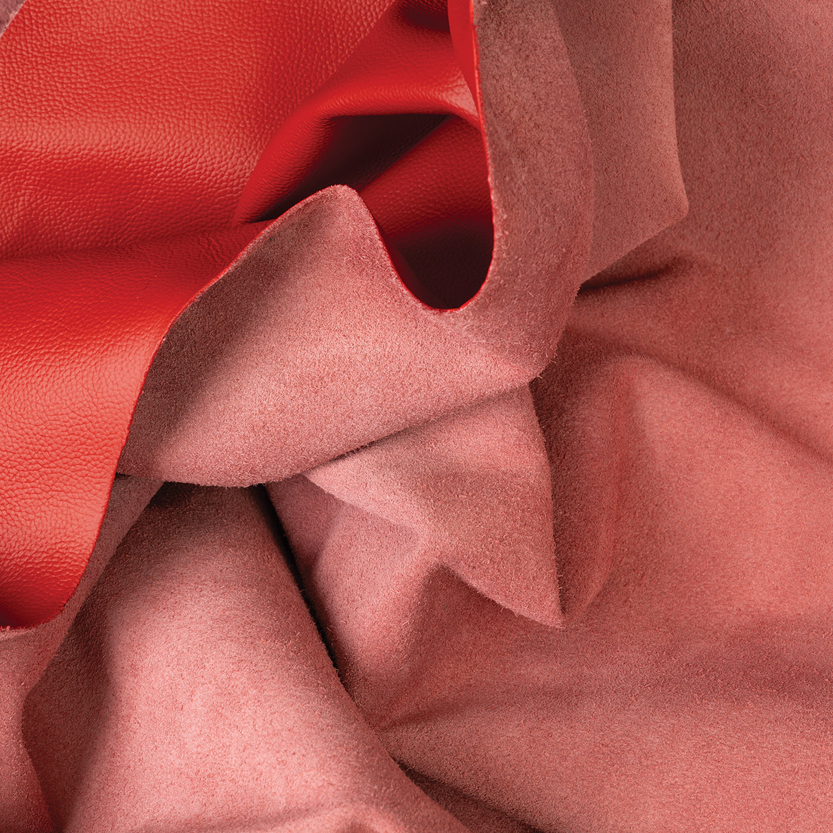 Buffalo Leather for Upholstery, Red, Fold