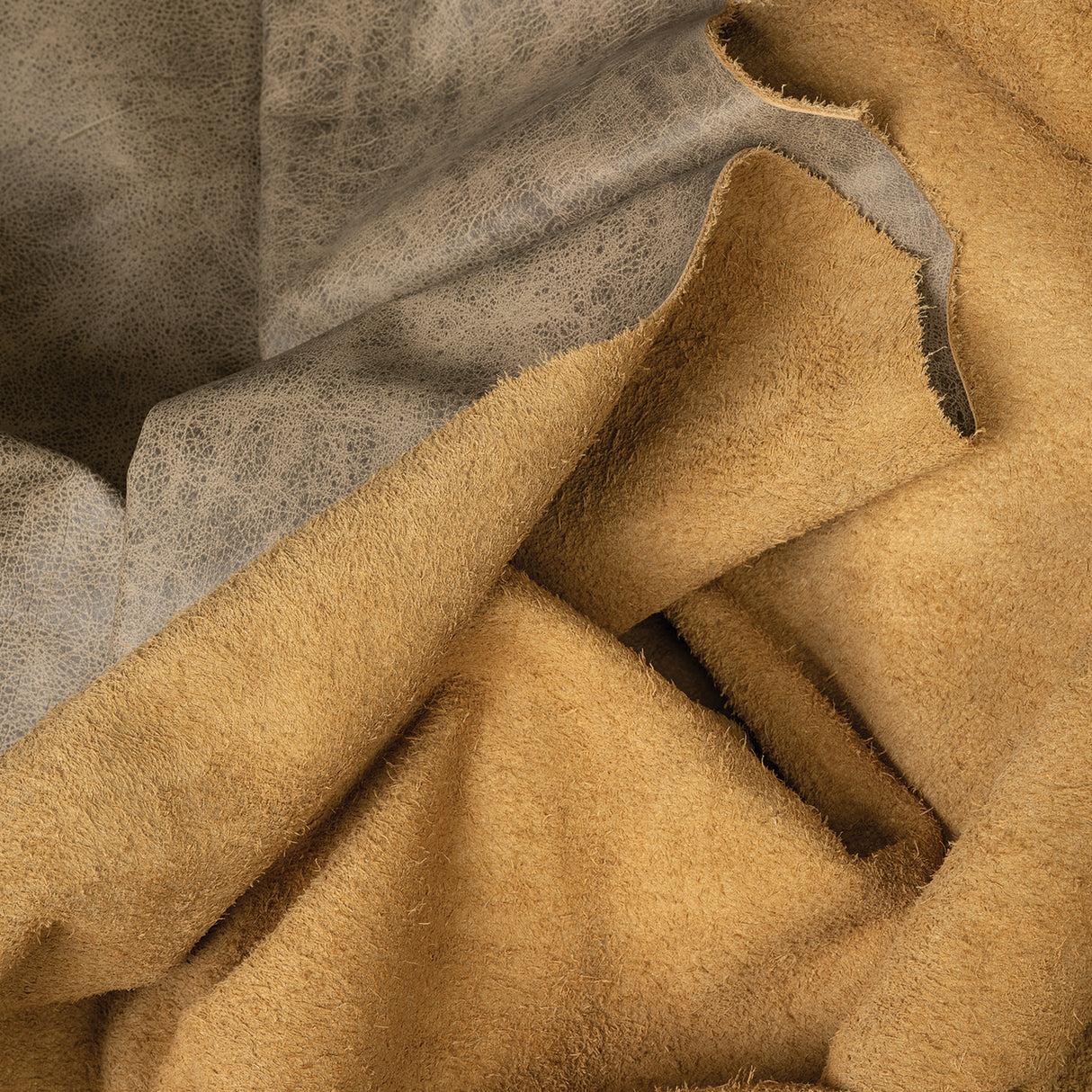 Buffalo Leather for Upholstery, Sand, Fold