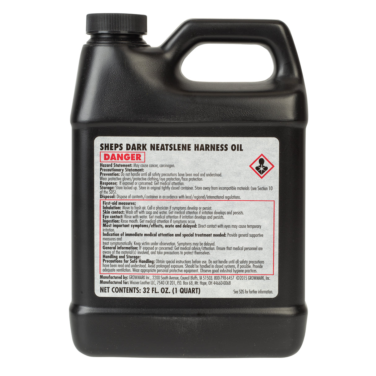 Sheps® Neatslene Harness Oil Dark, Quart, Back