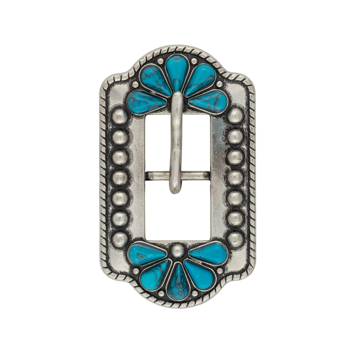 Turquoise Flower Center Bar Buckle