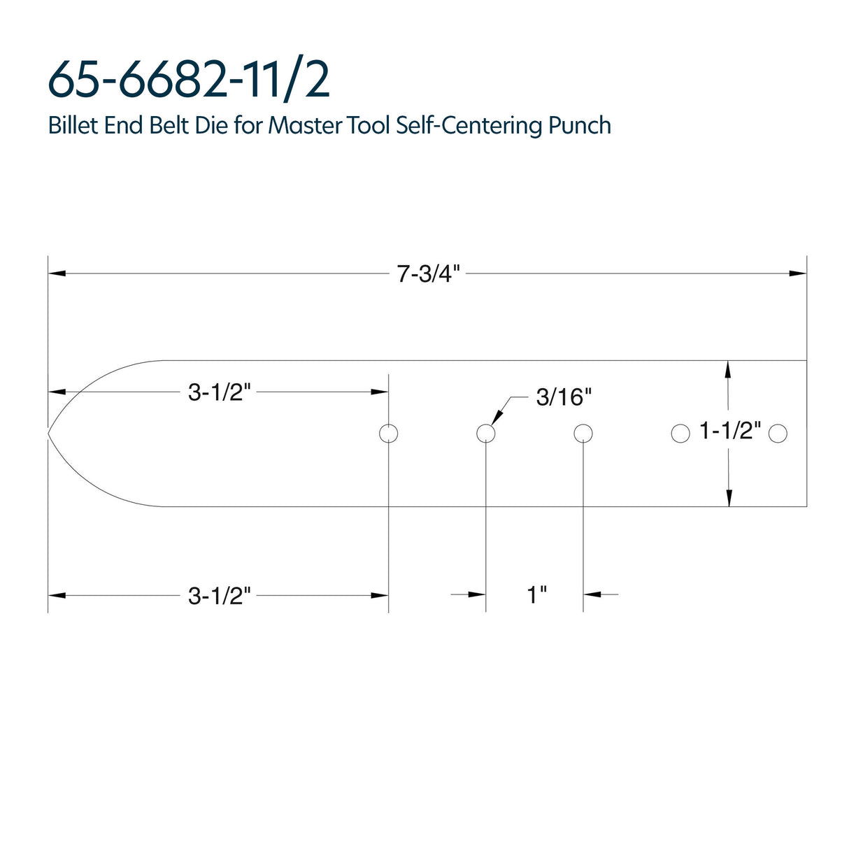 Billet End Belt Die for Master Tool Self-Centering Punch