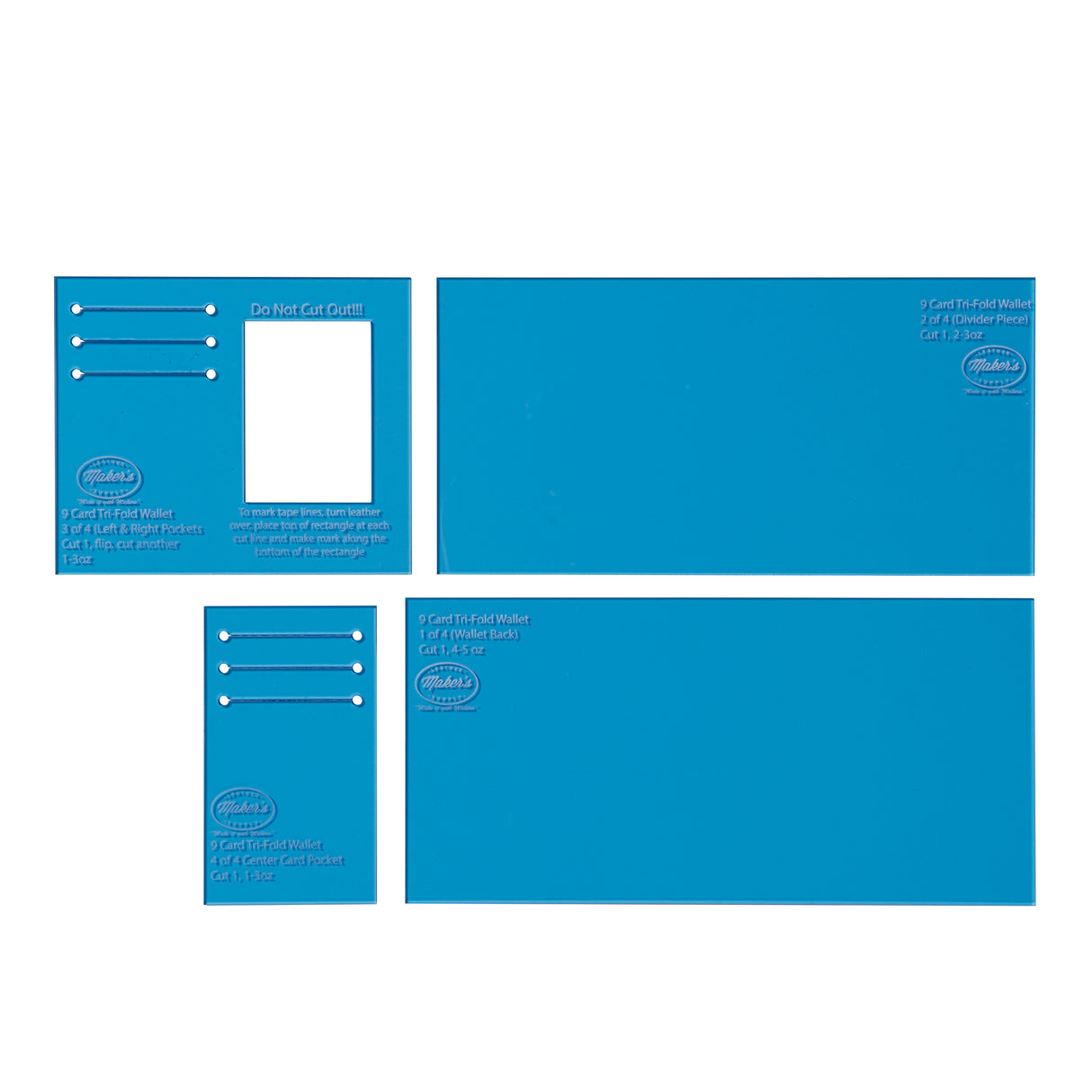 Tri-Fold Wallet Template Set by Maker's Leather Supply, 9-Slot