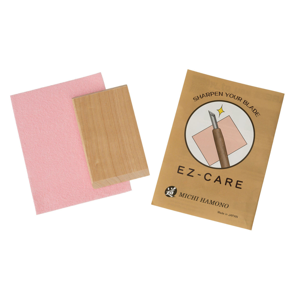 EZ-Care Blade Sharpening Kit, Abrasive Cloth and Wood Board for Polishing Leather Working Tools