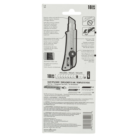 Olfa® 18mm L-2 Classic Heavy-Duty Utility Knife with Rubber Inset