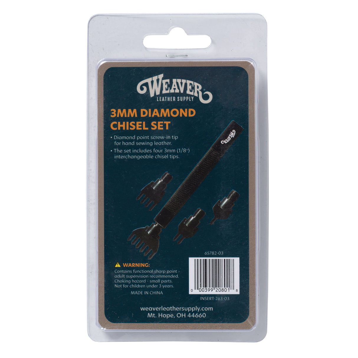 Interchangeable Diamond Chisel Set, 3mm, package front