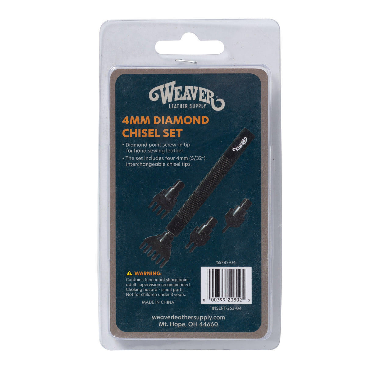 Interchangeable Diamond Chisel Set, 4mm, package front