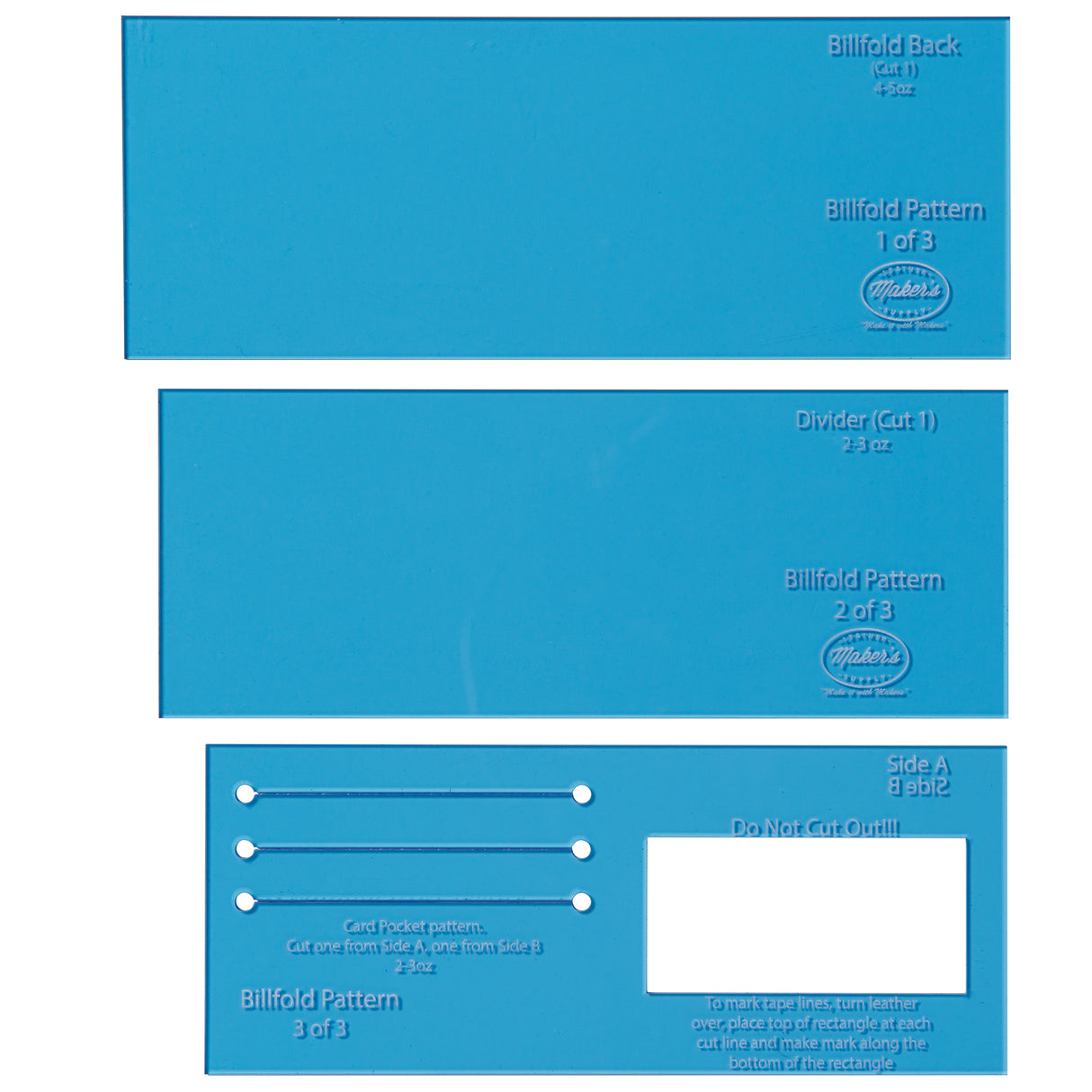 Billfold Acrylic Template Set by Maker's Leather Supply