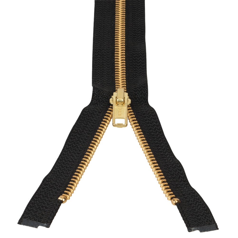 #5 Metal, Black, 24" YKK Separating Jacket Zipper with Brass Teeth