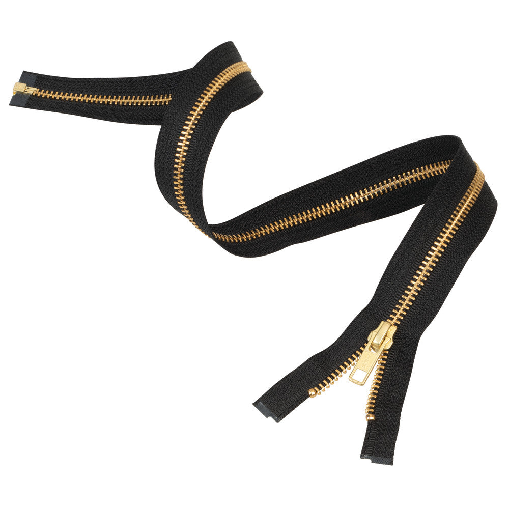 #5 Metal, Black, 24" YKK Separating Jacket Zipper with Brass Teeth