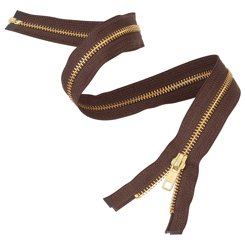 #5 Metal, Brown, 36" YKK Separating Jacket Zipper with Brass Teeth