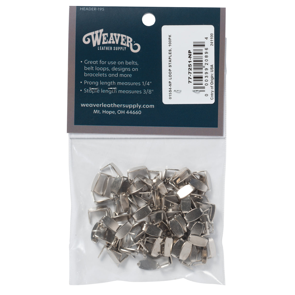#15S4 Loop Staples, Pack of 100