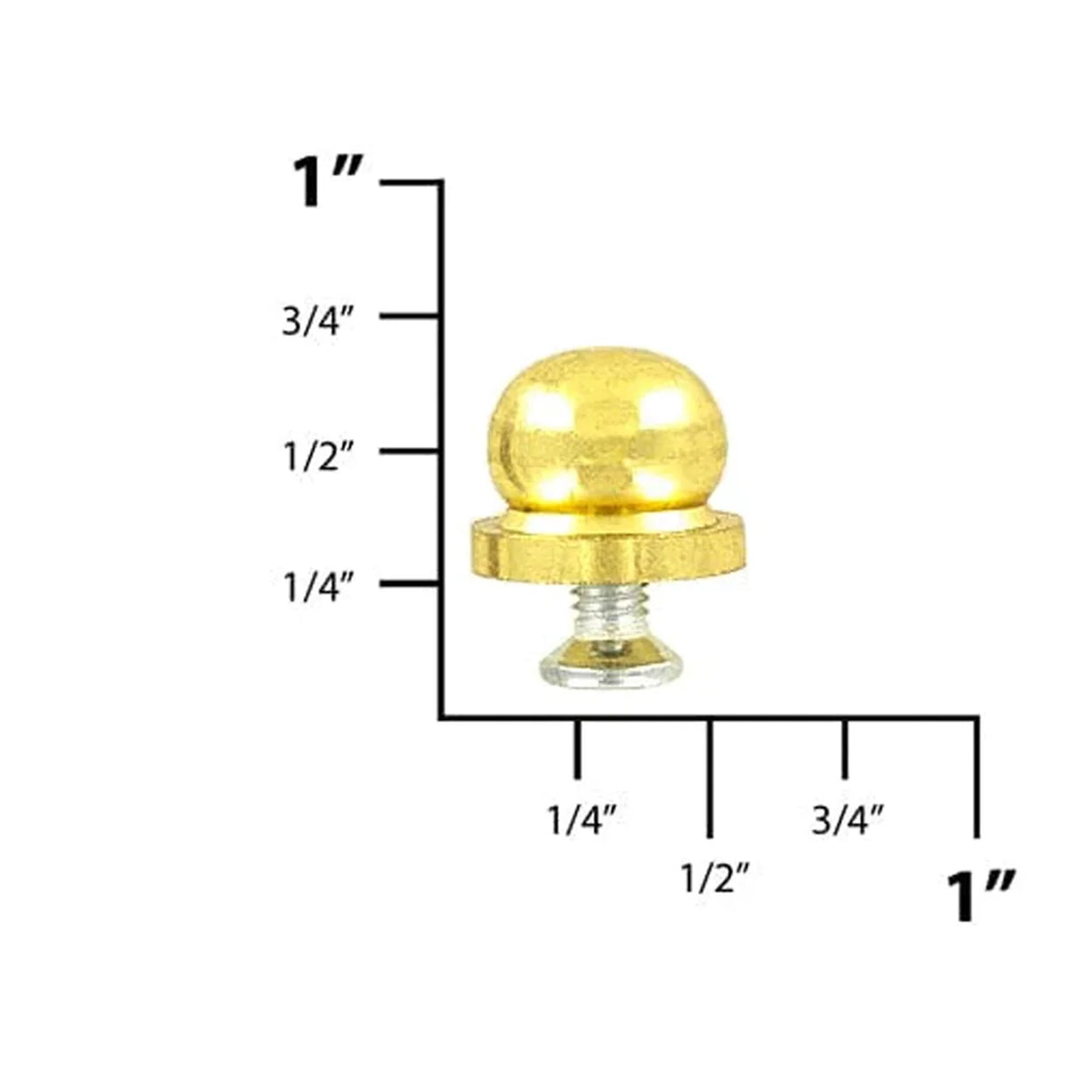 1/2" Brass, Ball on Base Handbag Bottom Stud, Solid Brass-PK5