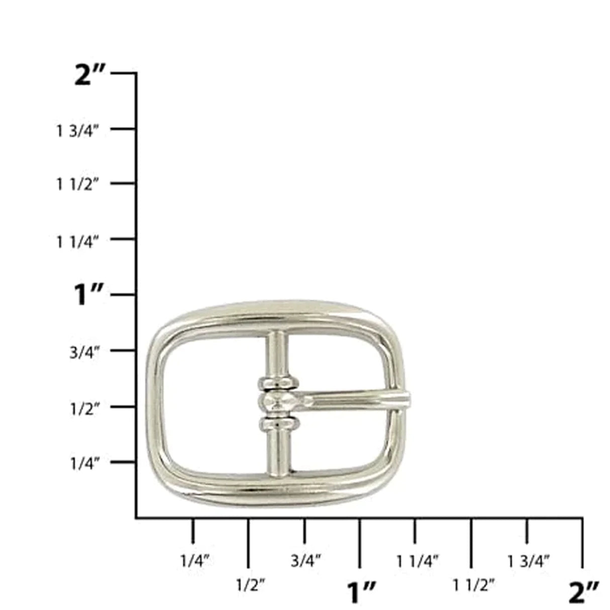 5/8" Nickel, 23x29mm Center Bar Buckle, Zinc Alloy