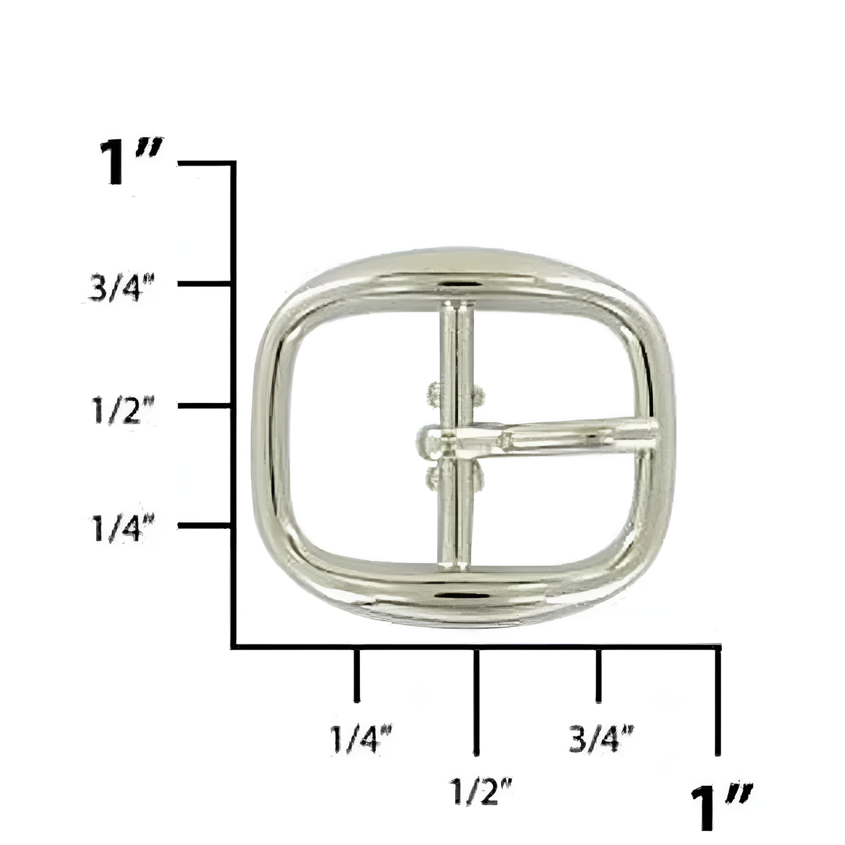 1/2" Nickel, 20x23mm Center Bar Buckle, Zinc Alloy