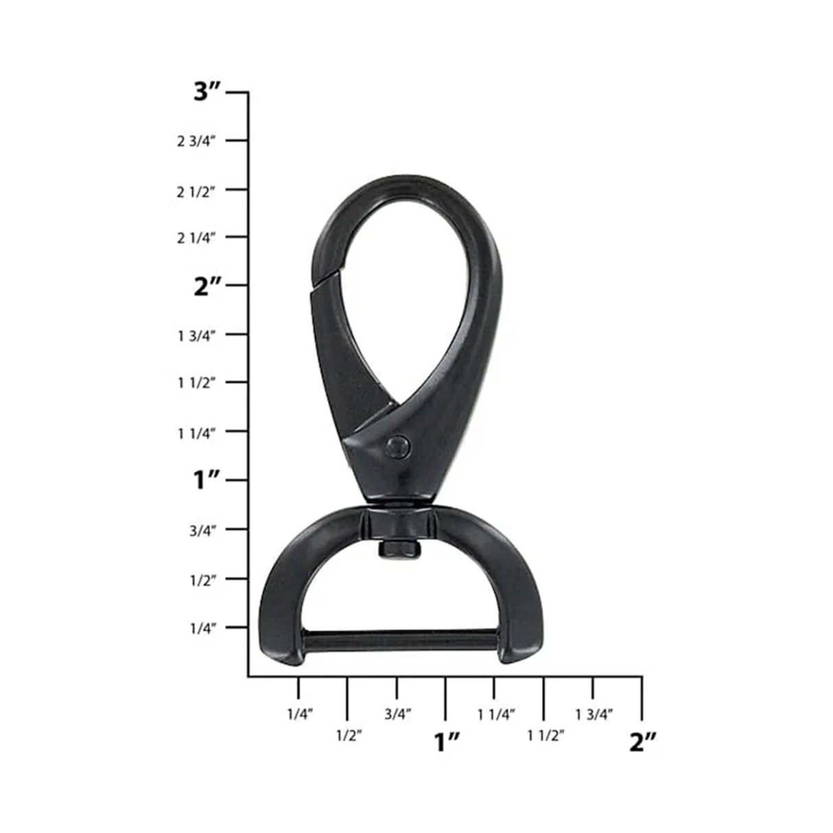 1" Matte Black, Lever Swivel Snap Hook, Zinc Alloy