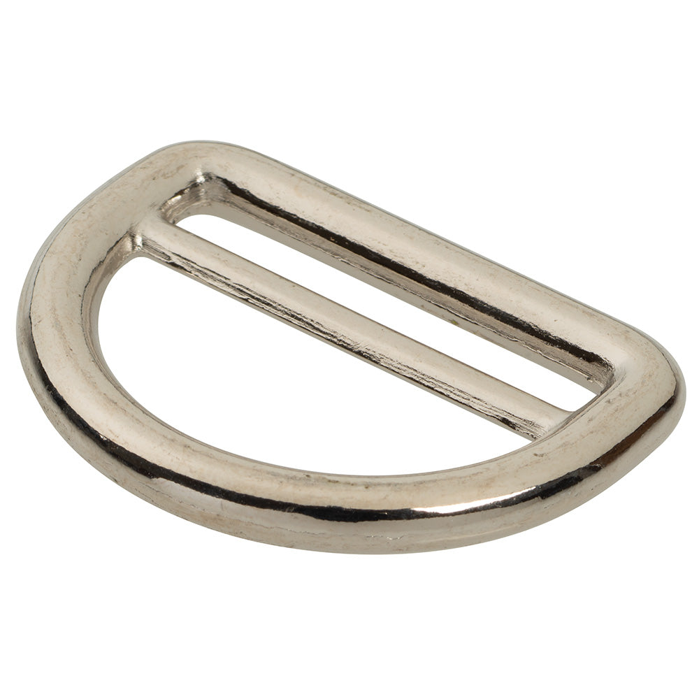 1" Nickel Plated, Cast Double Loop D-Ring, Zinc Alloy