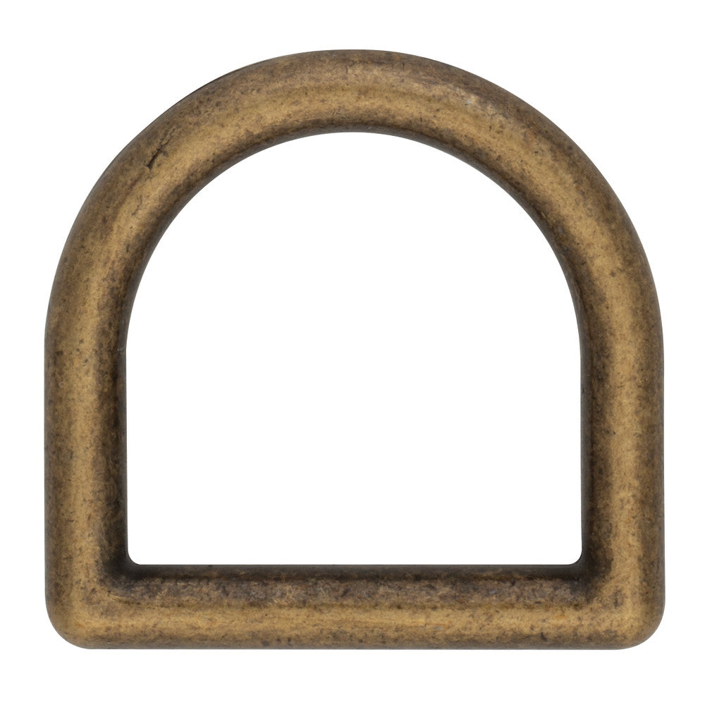 3/4" Antique Brass, 3.4mm Gauge Cast D-Ring, Zinc Alloy