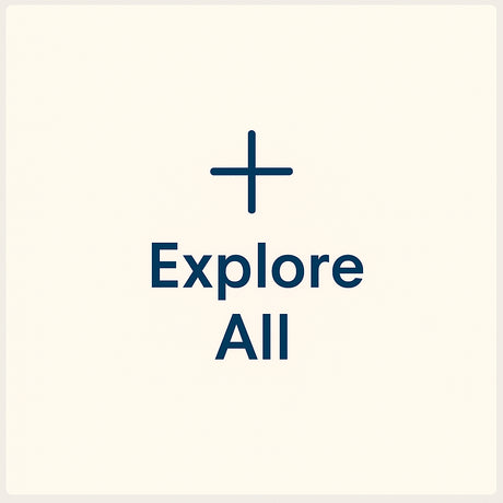 Minimalist icon with a plus sign above the text "Explore All" on a light background.