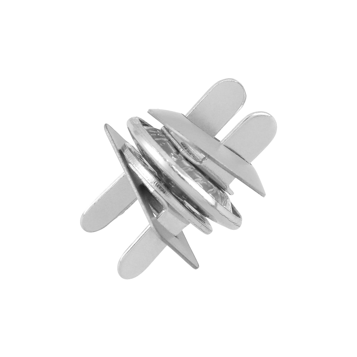 15mm Nickel, Beveloped Low Profile Magnetic Snap, Steel