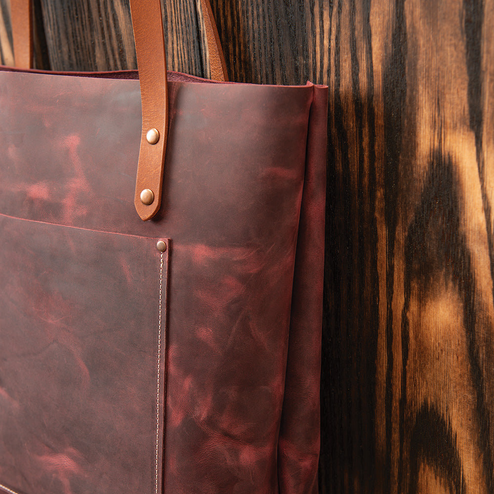 Weaver Leather Tote Bag Pattern, finished example