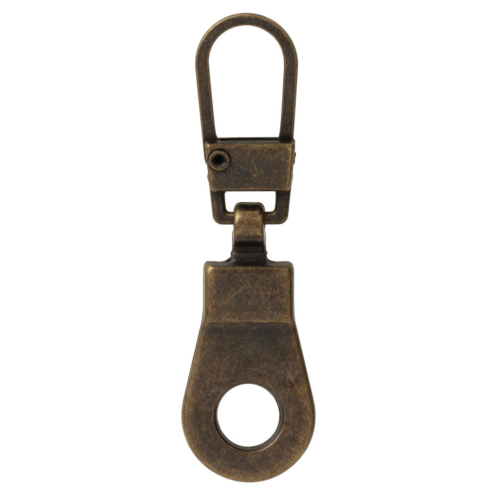 1 1/2" Antique Brass, Zipper Pull Replacement, Steel