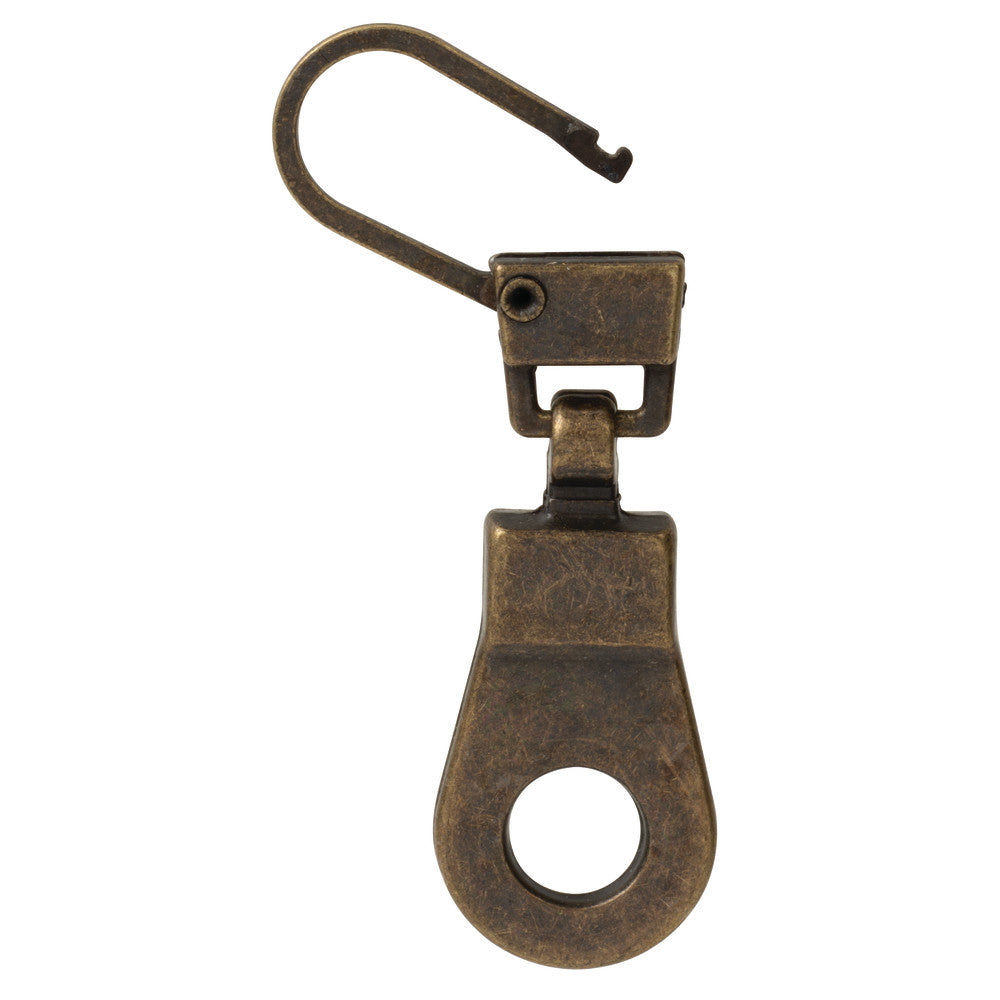 1 1/2" Antique Brass, Zipper Pull Replacement, Steel