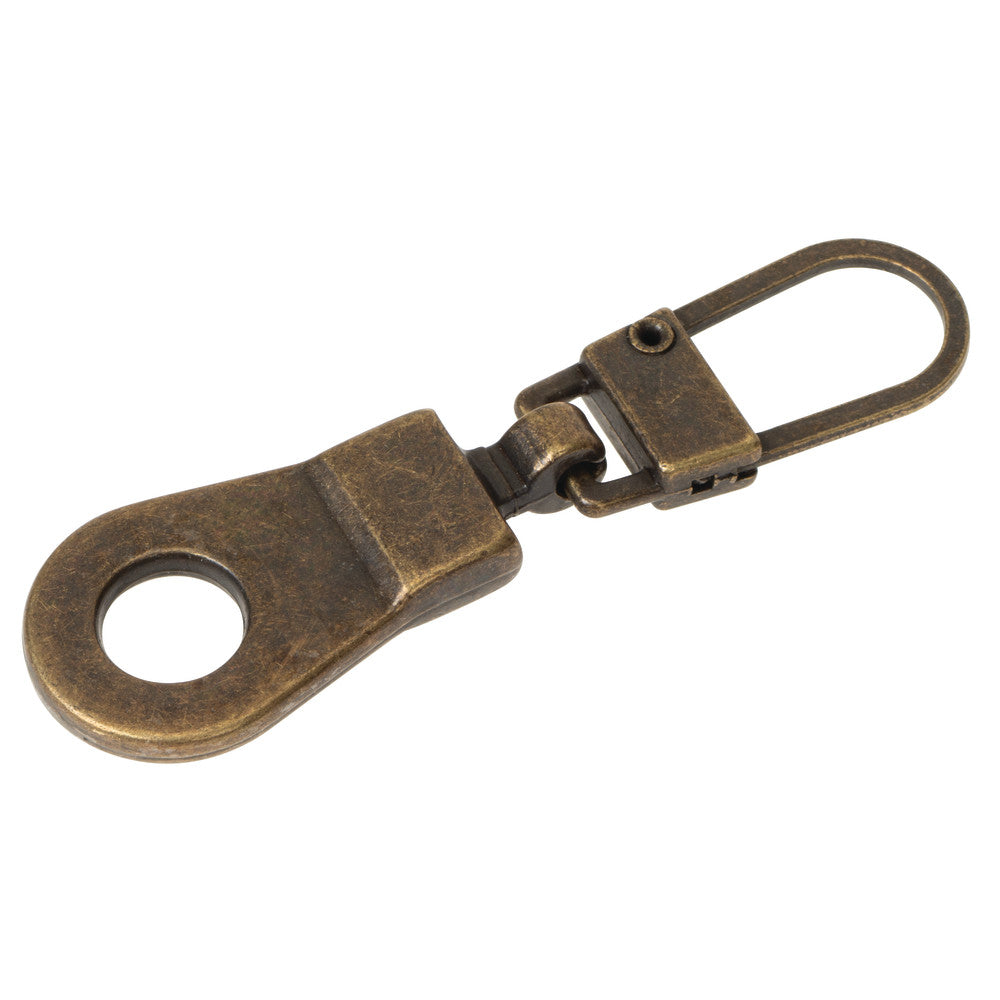 1 1/2" Antique Brass, Zipper Pull Replacement, Steel