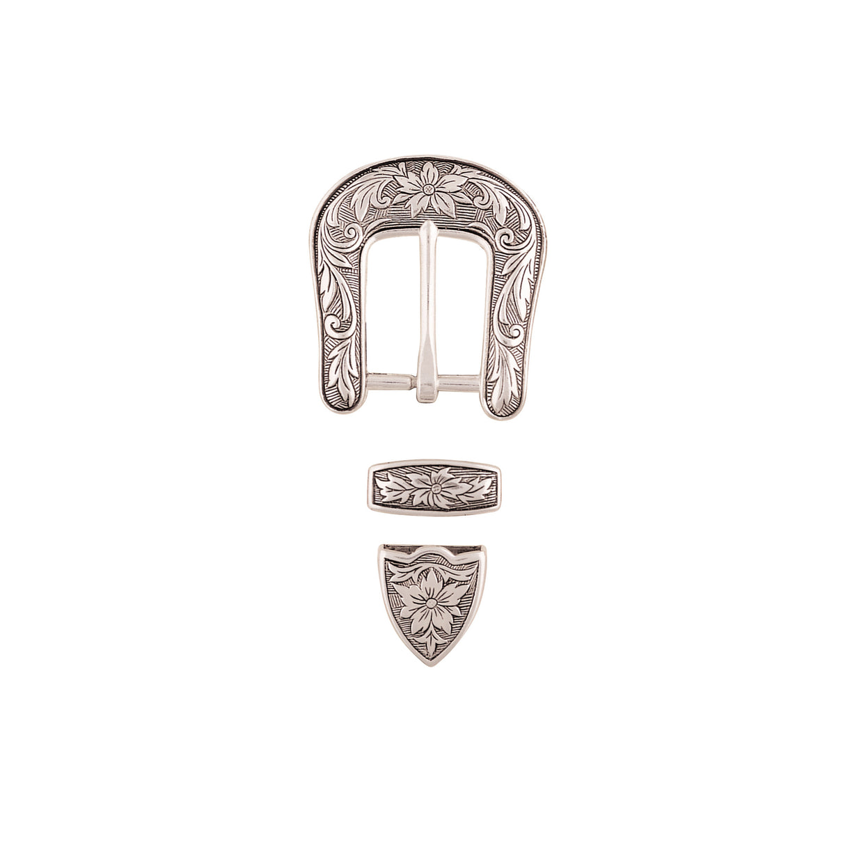 Western Floral Buckle Loop & Tip Set, 1"