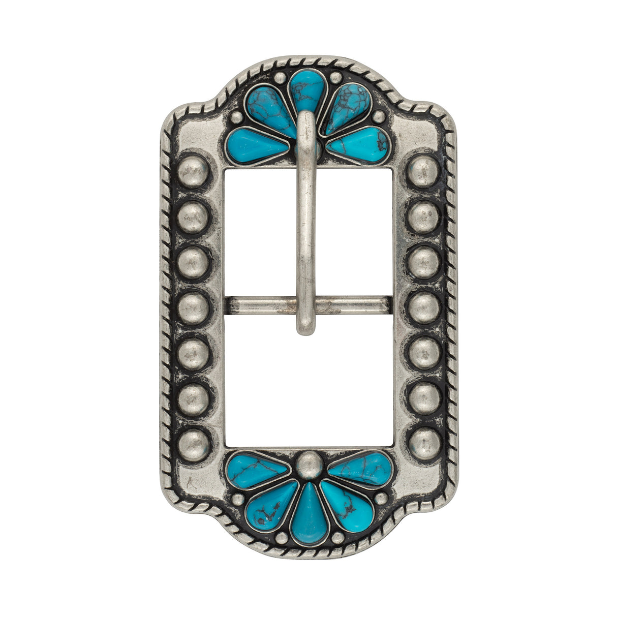Turquoise Flower Center Bar Buckle