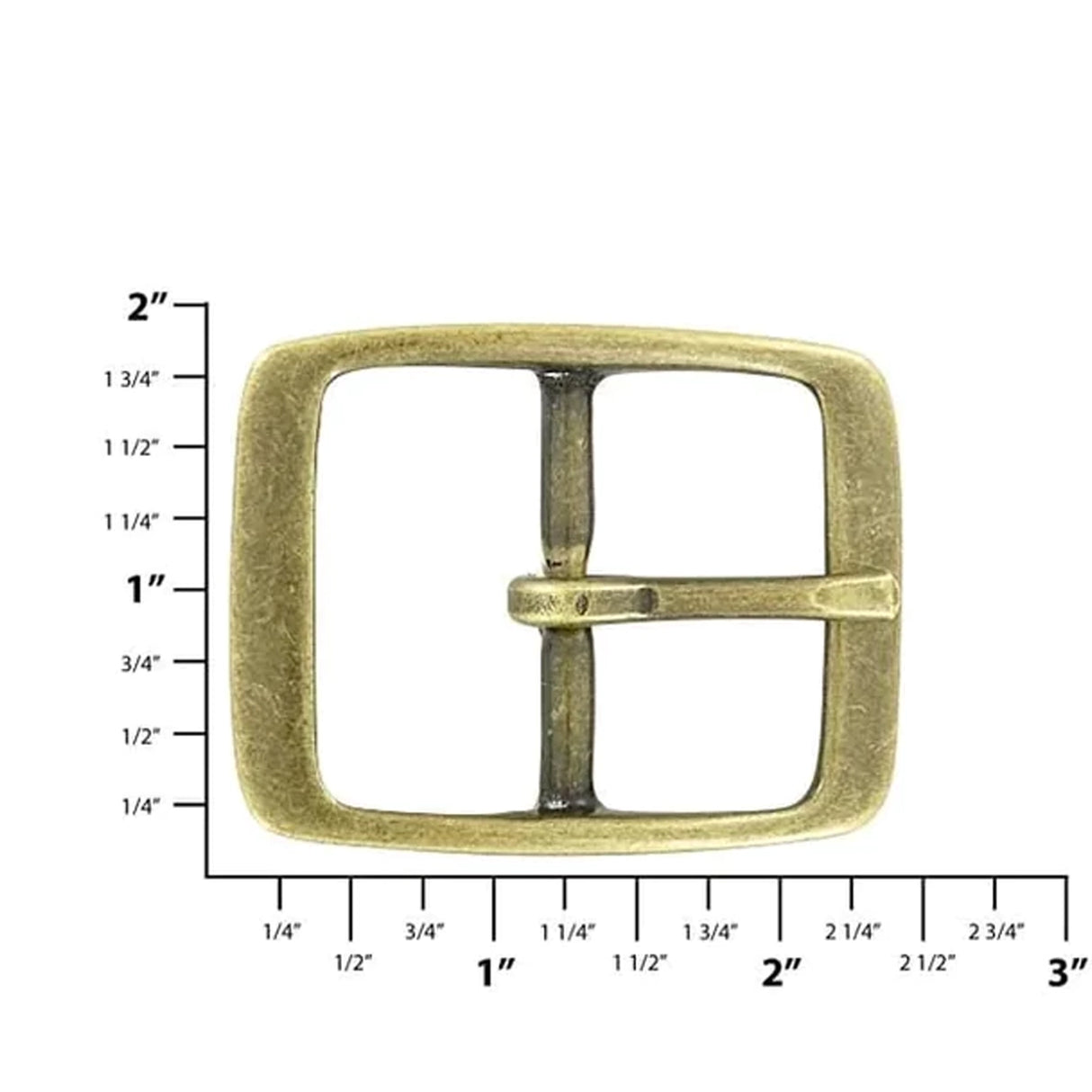 1 1/2" Antique Brass, Center Bar Buckle, Solid Brass
