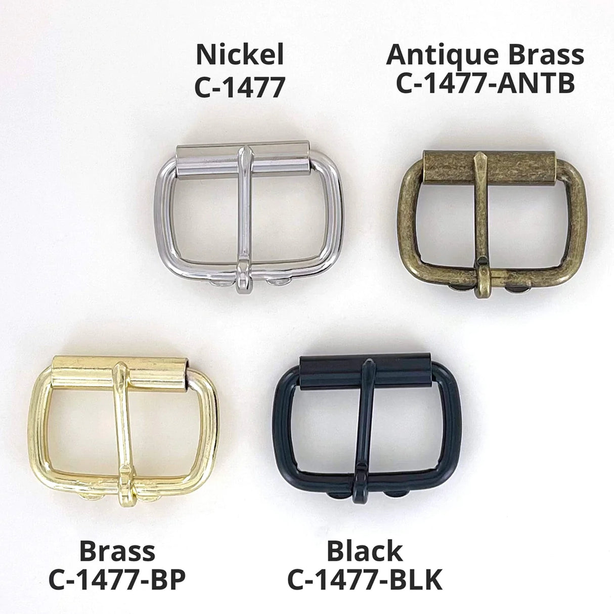 1 1/2" Antique Brass, Heel Bar Roller Buckle, Steel