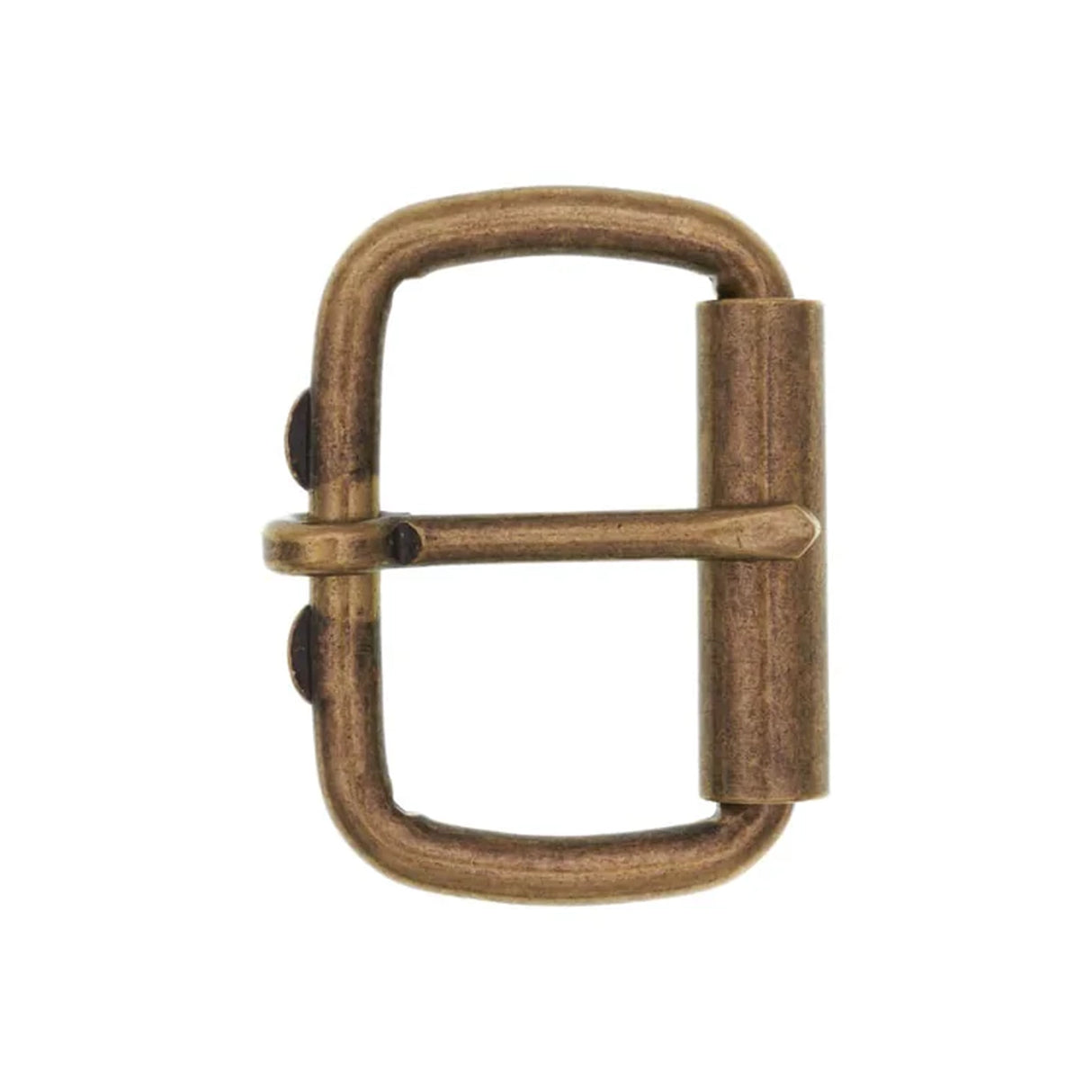 1 1/2" Antique Brass, Heel Bar Roller Buckle, Steel