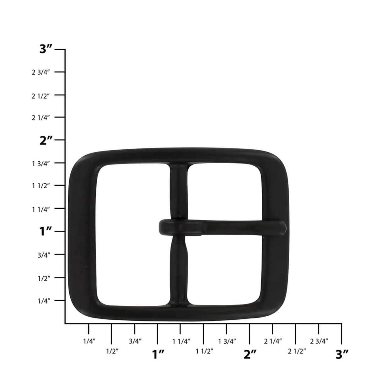 1 1/2" Black, 2 3/8"x1 3/4" Center Bar Buckle, Solid Brass