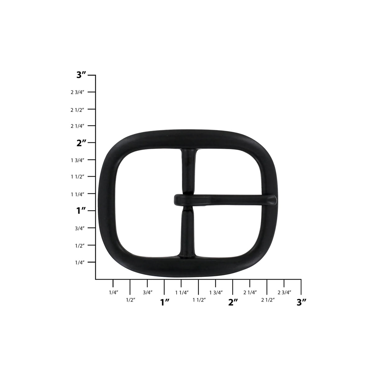 1 1/2" Black, 1 3/4"x2.6" Center Bar Buckle, Solid Brass