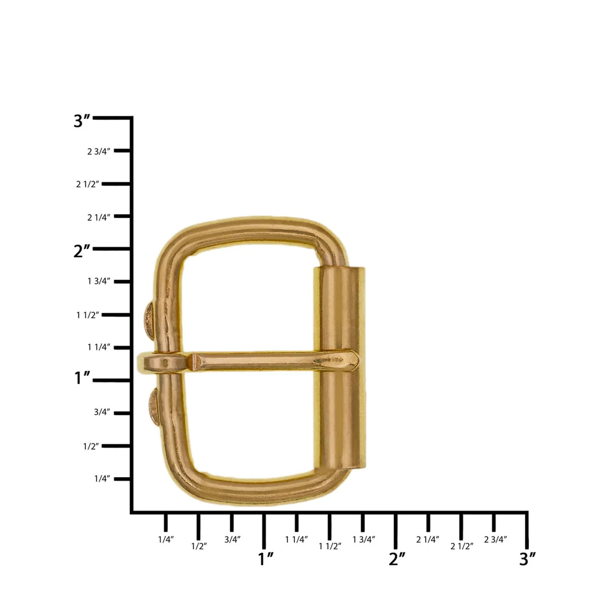 1 1/2" Brass, Heel Bar Roller Buckle, Steel