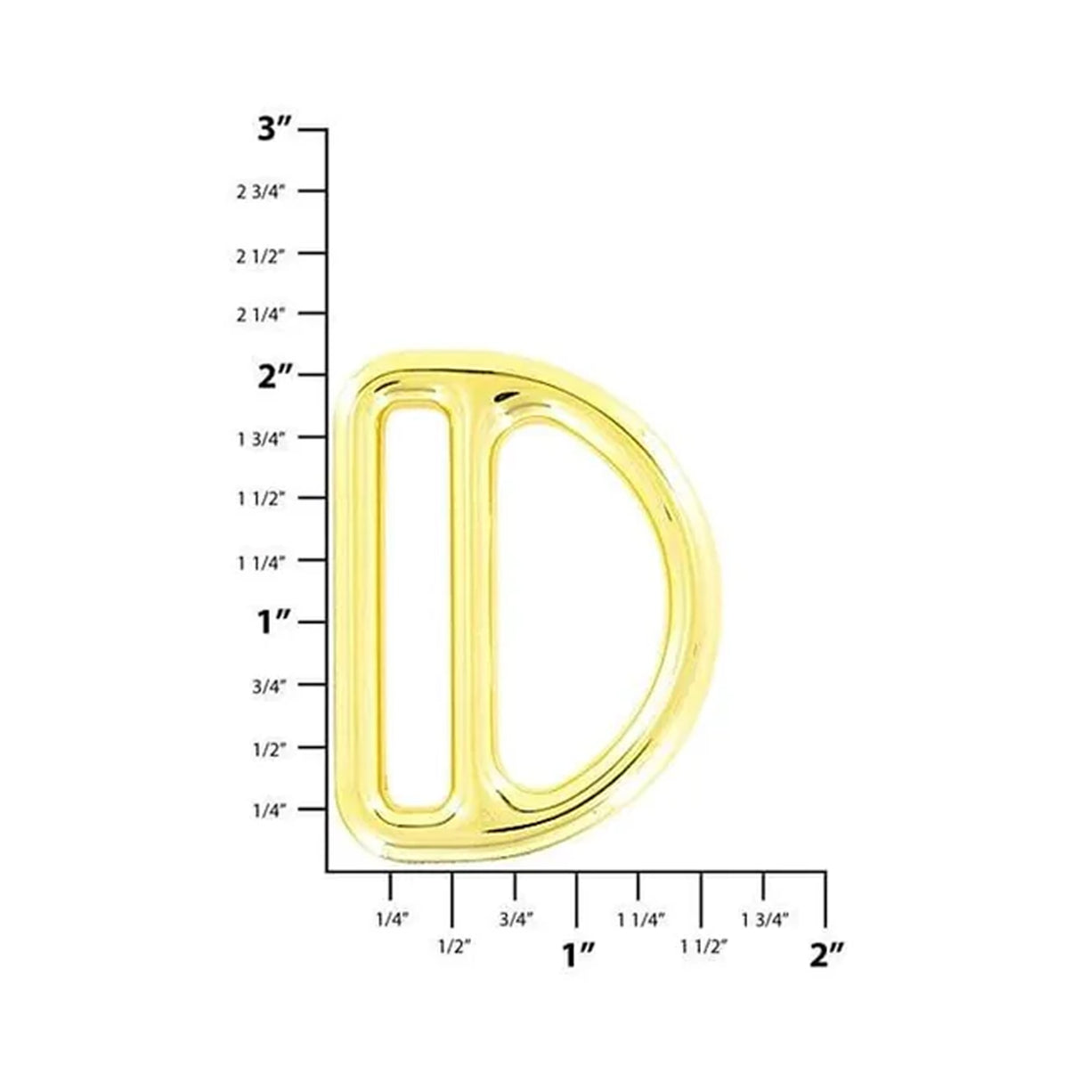 1 1/2" Gold, Double D-Ring, Steel