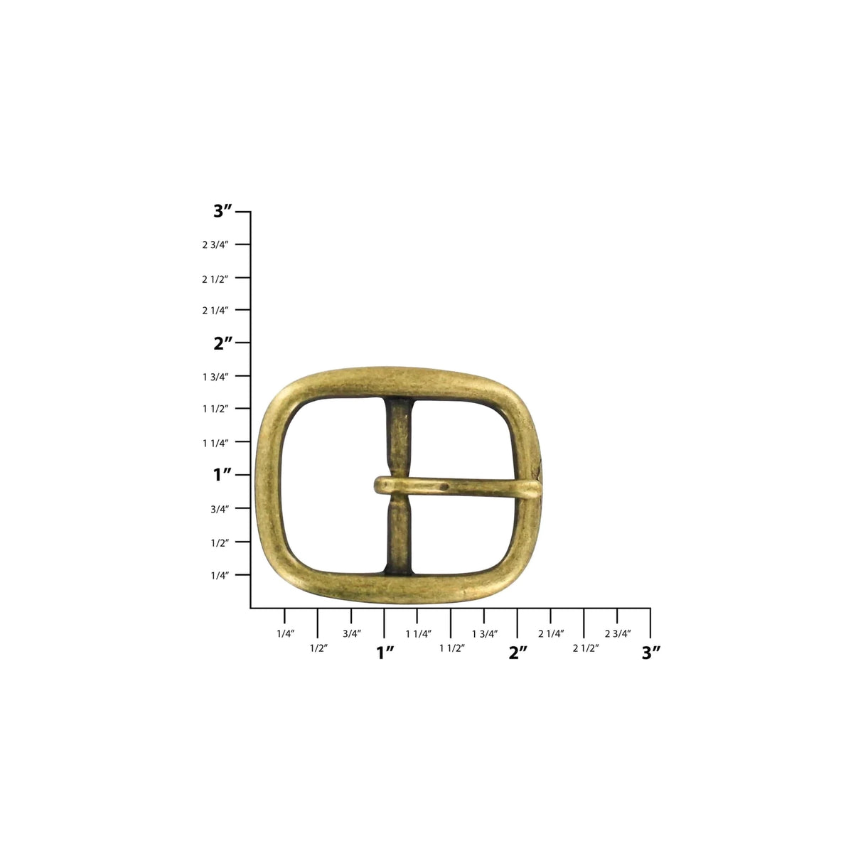 1 1/4" Antique Brass, 1.8"x2.2" Center Bar Buckle, Solid Brass