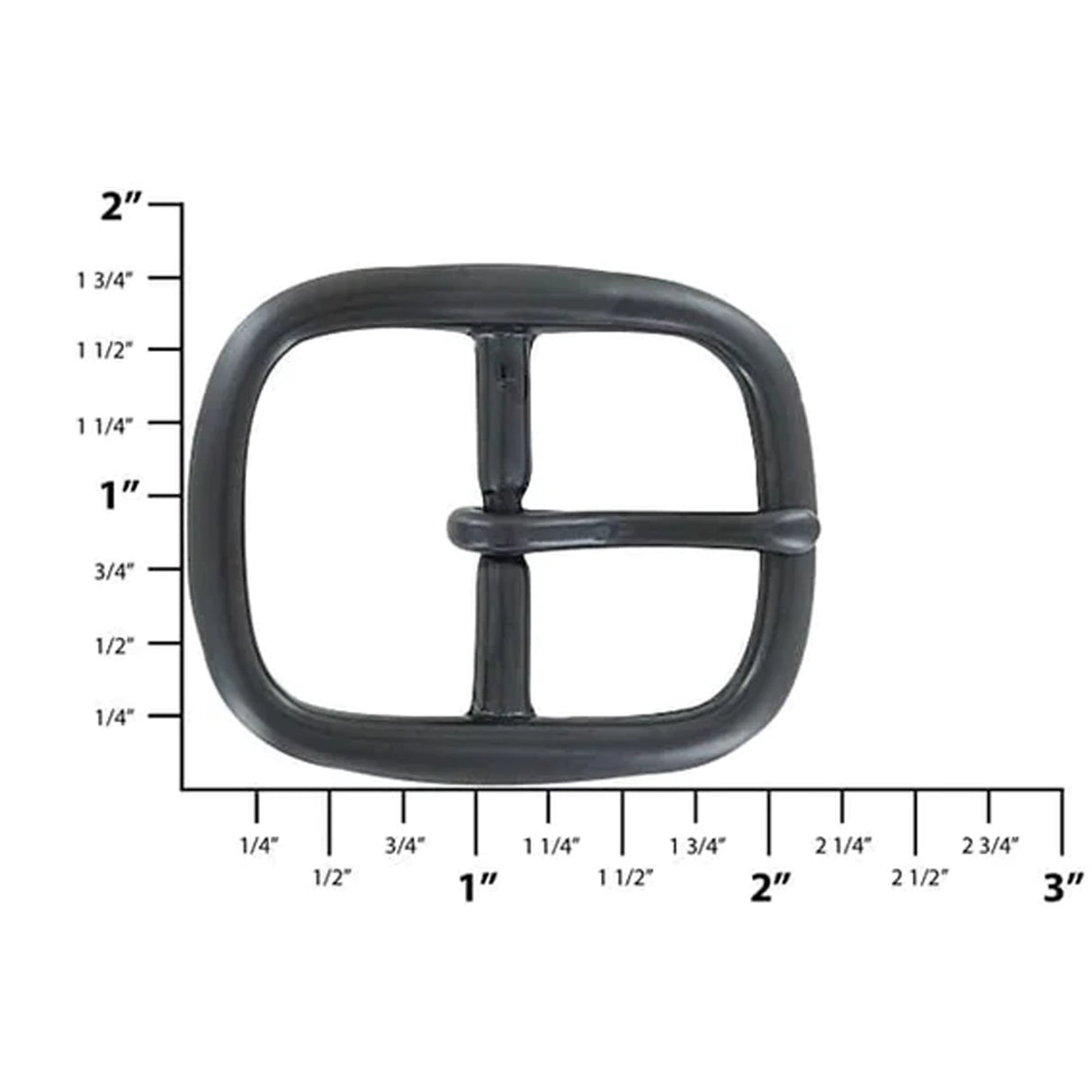 1 1/4" Black, 1.8"x2.2" Center Bar Buckle, Solid Brass