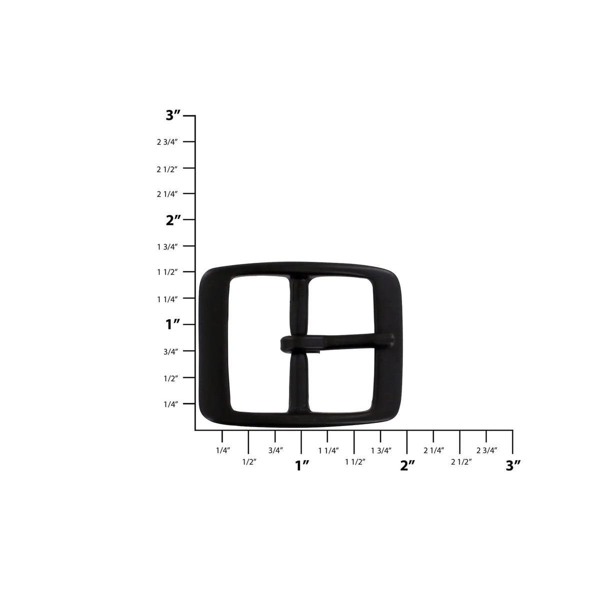 1 1/4" Black, 1.5"x2" Center Bar Buckle, Solid Brass