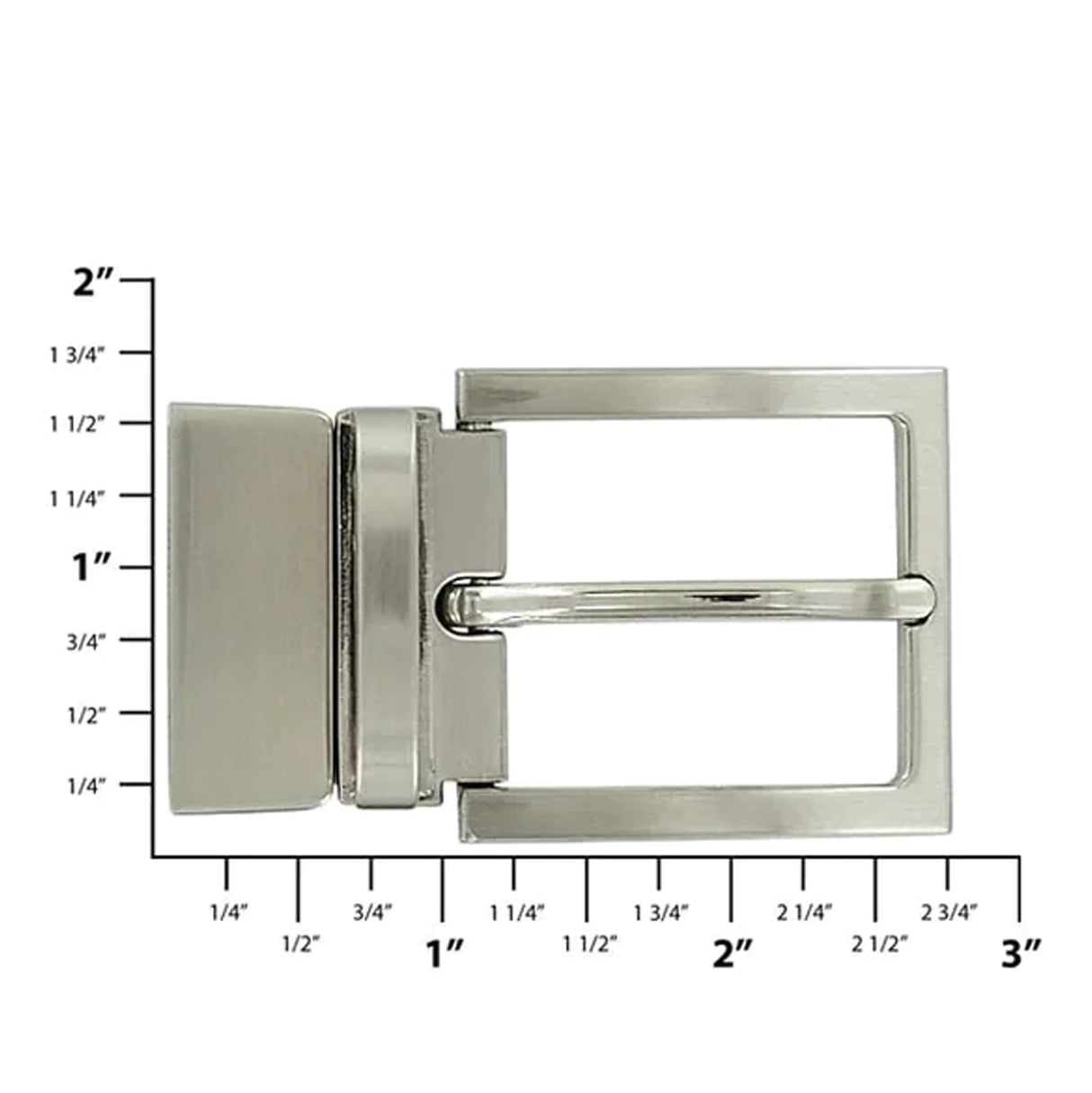 1 1/4" Brushed Nickel, Clip On Heel Bar Twist Reverse Buckle, Zinc Alloy