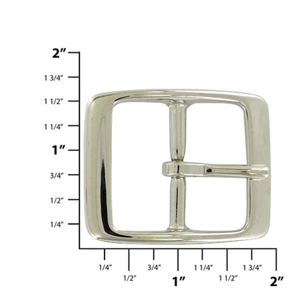 1 1/4" Nickel, 1.5"x2" Center Bar Buckle, Solid Brass